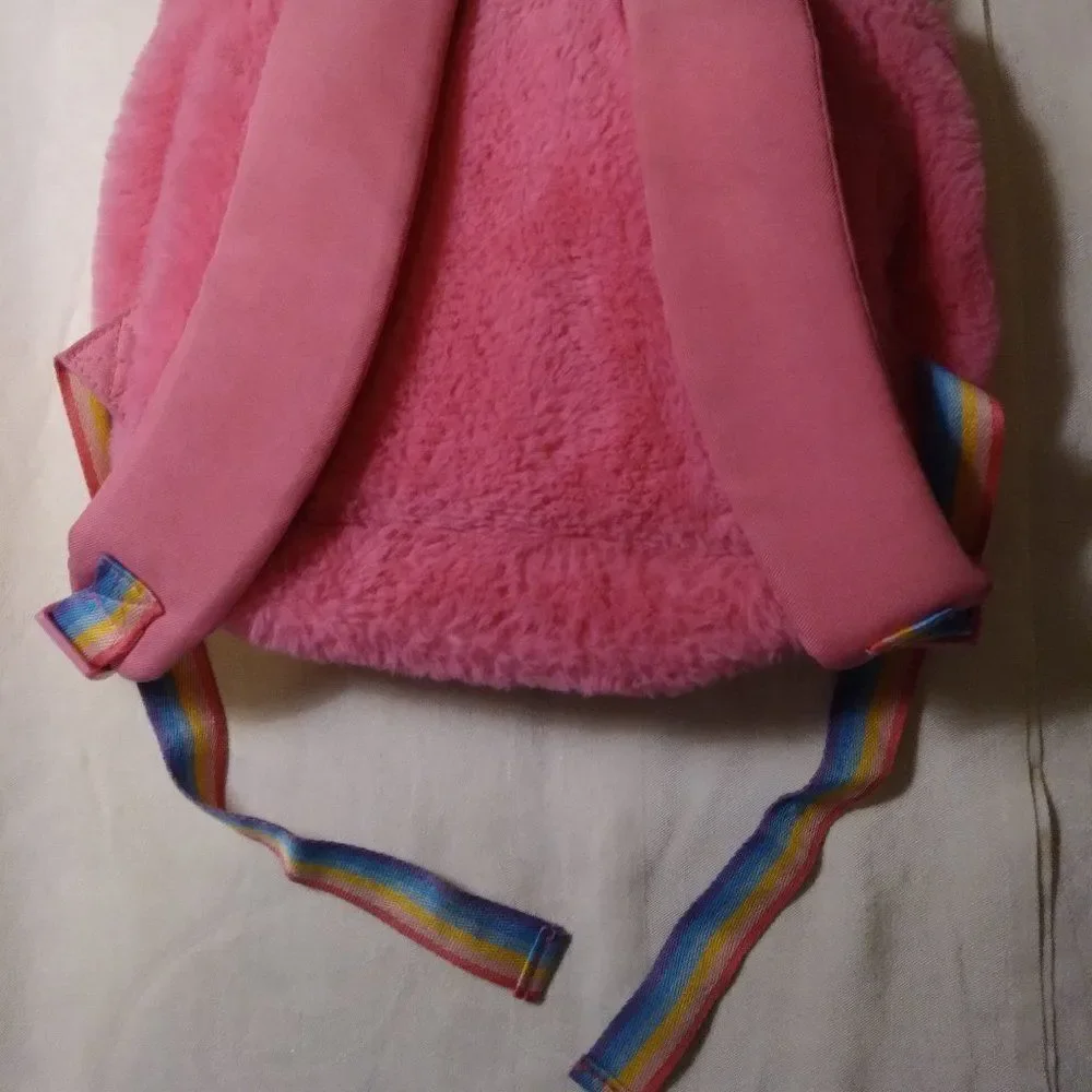 Disney Store Minnie Mouse Fuzzy Pink Backpack